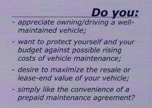 Customer Benefits of a Maintenance Free Prepaid Vehicle Maintenance Agreement
