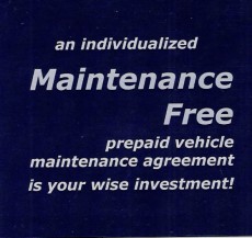 Maintenance Free Prepaid Vehicle Maintenance Agreement